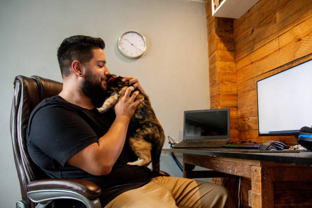 istock Man with his pet cat. 1304606213