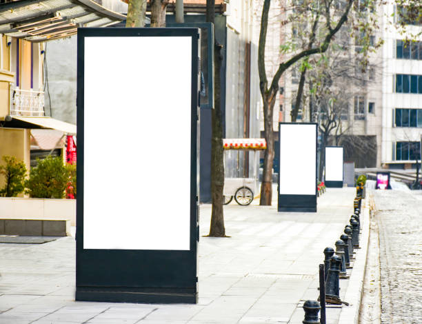 istock Blank billboard mock up, public information board with copy space on the street. 1304606938