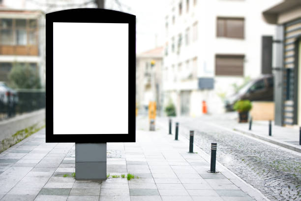 istock Blank billboard mock up, public information board with copy space on the street. 1304606986