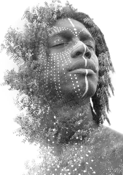 istock A black and white double exposure of man's portrait 1304607996