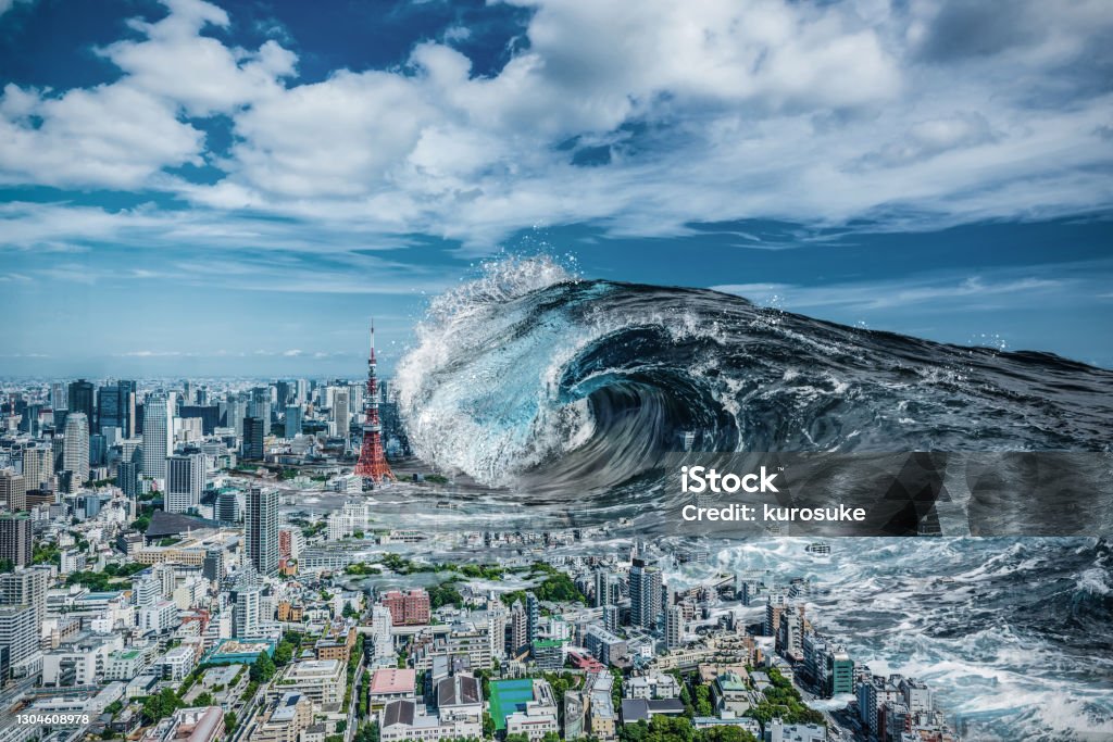 Image of flood. Tokyo, Japan. Tsunami Stock Photo