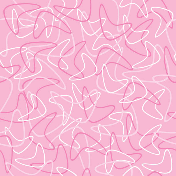 Pink Retro Boomerangs Seamless Pattern Vector illustration of a pink mid century boomerang seamless pattern. boomerang stock illustrations