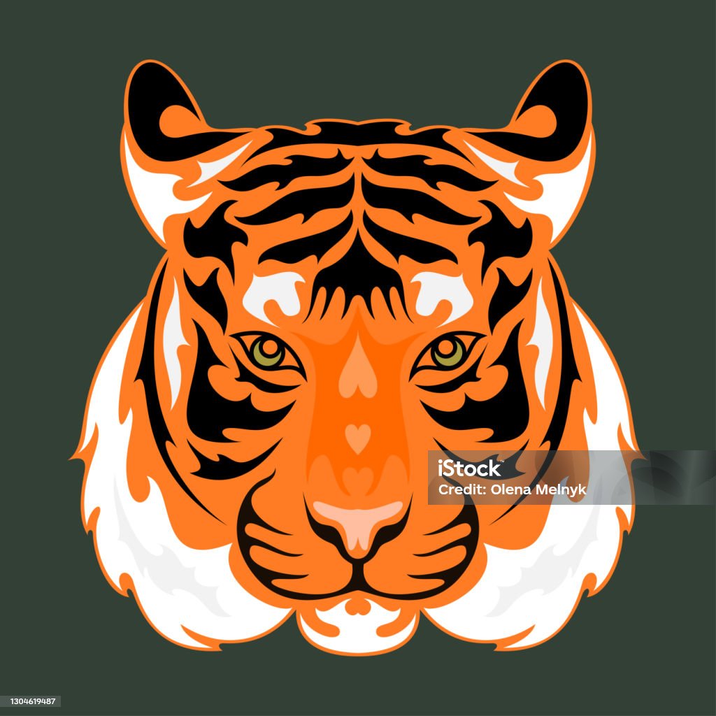 Hand Drawn Abstract Portrait Of A Tiger Vector Stylized Colorful  Illustration For Tattoo Logo Wall Decor Tshirt Print Design Or Outwear This  Drawing Would Be Nice To Make On The Fabric Canvas