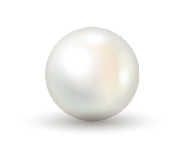 istock White pearl realistic 3d on white background. Shiny natural white sea pearl with light effects 1304619966