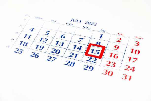 July 2025 Monthly Calendar Planner Template on a white background. 3d Rendering