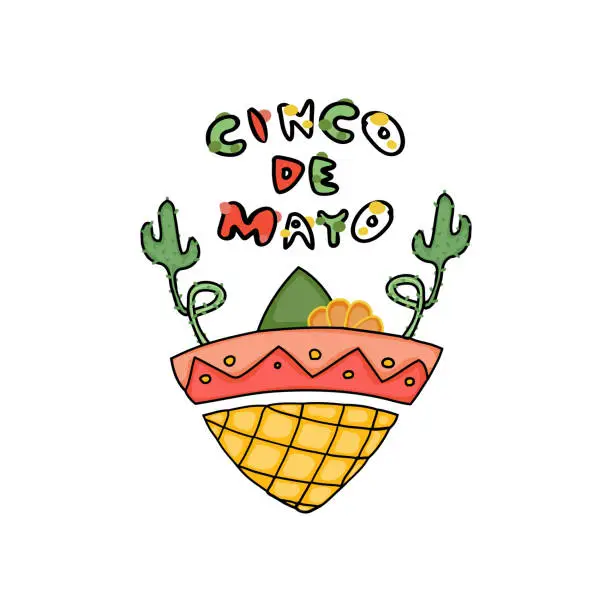 Vector illustration of Logo Cinco De Mayo - Hand drawn doodle