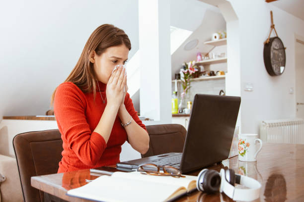 istock Young woman has an allergic reaction 1304627362