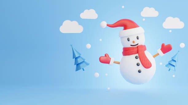 istock 3d render of snowman with decoration 1304632999