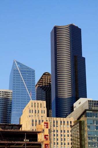 Skyscraper buildings in downtown Seattle Washington with the Columbia Center as the tallest