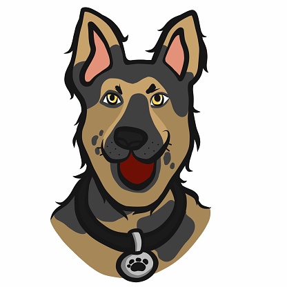 Alsatian dog face cartoon vector illustration