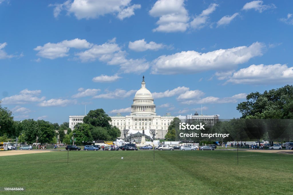 US Capitol with a bright future like the weather Architectural Column Stock Photo