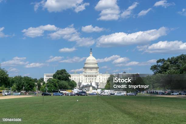 Us Capitol With A Bright Future Like The Weather Stock Photo - Download Image Now - Architectural Column, Architectural Dome, Architecture