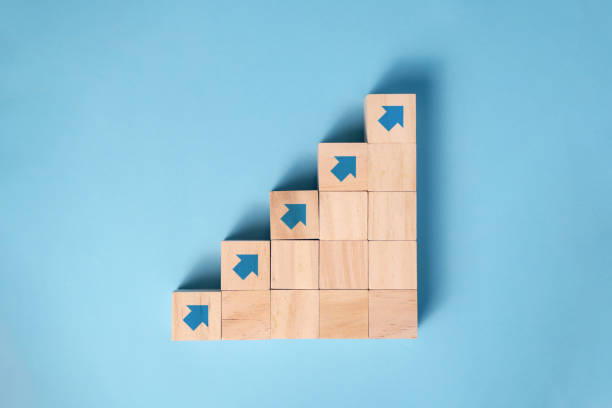 istock Business concept, Wooden block staircase. 1304646546