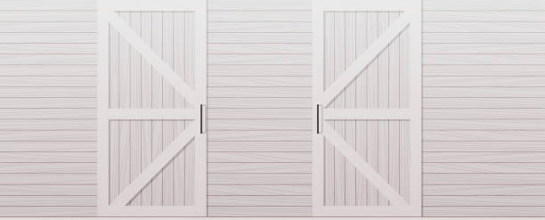 ilustraciones, imágenes clip art, dibujos animados e iconos de stock de gris madera granero puerta frente fondo horizontal - barn door