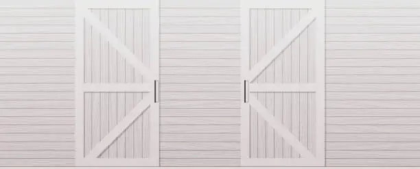 Vector illustration of gray wooden barn door front side background horizontal