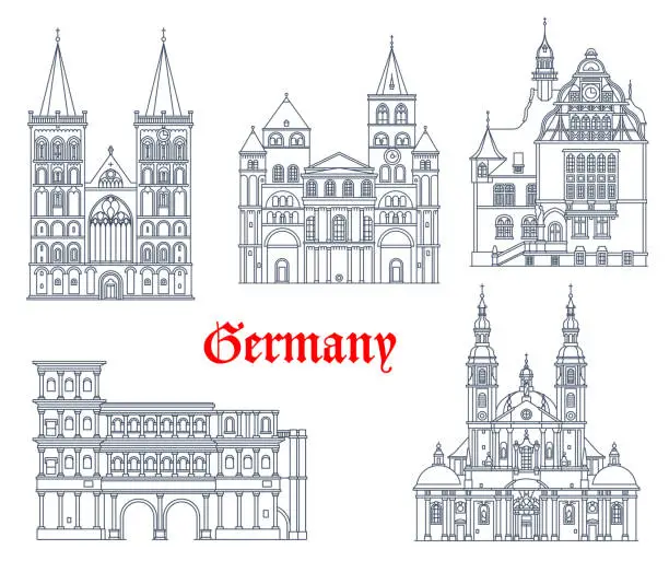 Vector illustration of Germany landmarks architecture in Rhine Westphalia