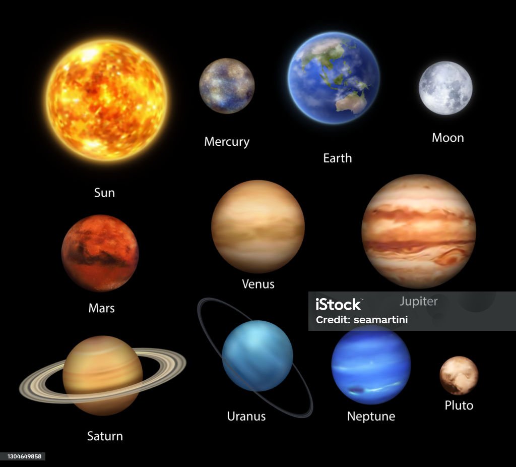 Planets Of Solar System Realistic Set Of Space Stock Illustration ...