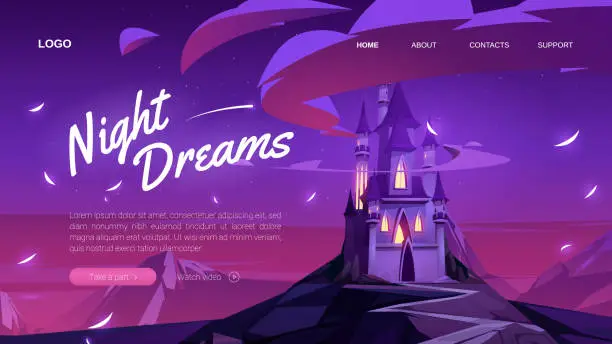 Vector illustration of Vector banner of fantasy party, night dreams