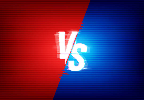 ilustrações de stock, clip art, desenhos animados e ícones de vs versus vector background of red and blue colors - color match