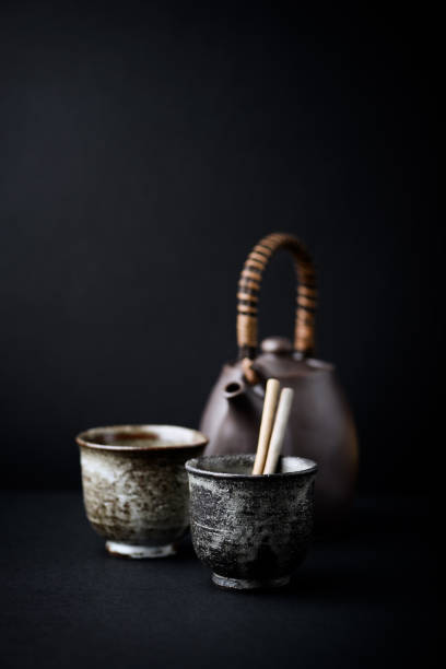 istock Traditional, handcrafted ceramic on dark background. Soft focus. Close up. Copy space. 1304652176
