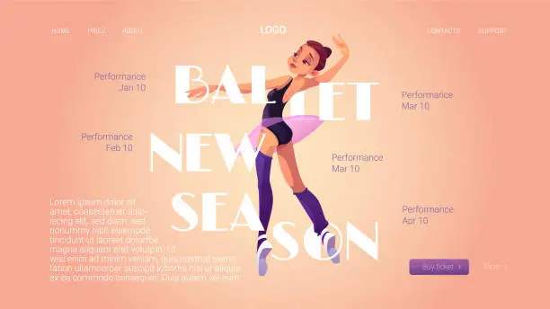 Vector illustration of Ballet new season poster with ballerina