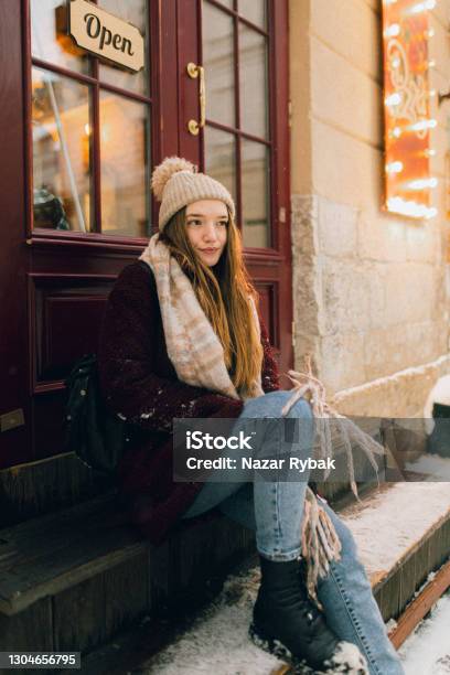 Outdoor Full Body Portrait Of Young Beautiful Fashion Girl Posing On Street  Model Looking Aside Lady Wearing Stylish Winter Clothes Female Fashion  Toned Stock Photo - Download Image Now - iStock