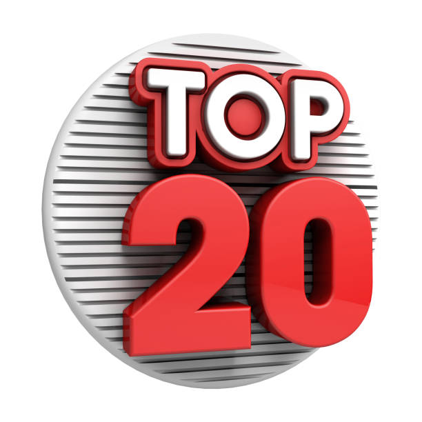 istock Top twenty. 3d Top 20 red text on white background. 3d illustration. 1304659409