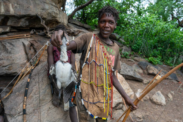 LAKE EYASI, TANZANIA - January 29, 2020: There are more than 100 distinct ethnic groups and tribes in Tanzania