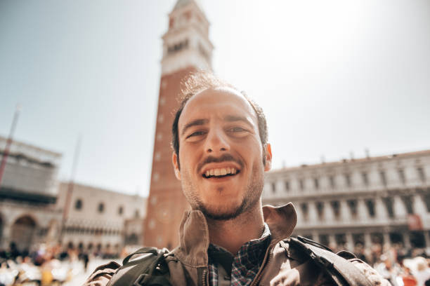 man take a selfie in venezia
