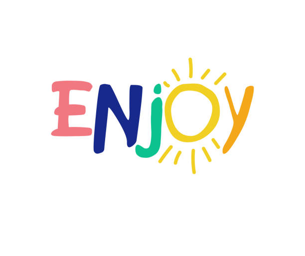 istock Enjoy. Handwritten word, lettering without background. Positive caption for apparel design, printed tee and posters 1304669470