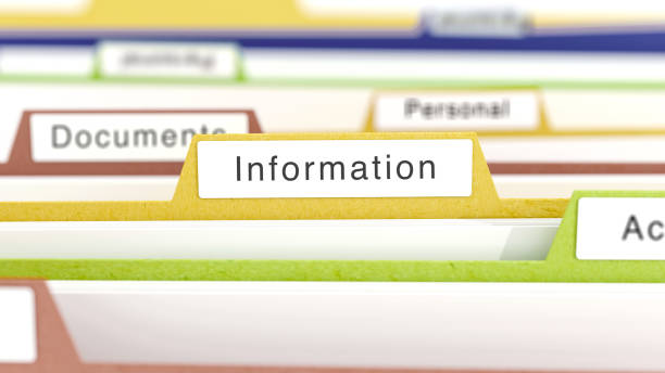 istock Information word on a folder in a file cabinet. Concept of search for financial documents. 3D rendering 1304669569
