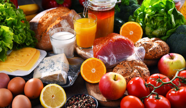 istock Assorted organic food products on the table 1304669884
