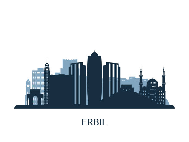Erbil skyline, monochrome silhouette. Vector illustration. Erbil skyline, monochrome silhouette. Vector illustration. kurdistan stock illustrations