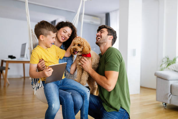 istock Happy family spending time together, having fun at home 1304672380