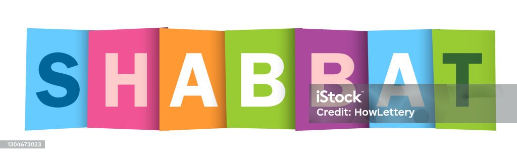 Sabbath Lettering Shabbat Colorful Typography Banner Stock Illustration - Download Image ...