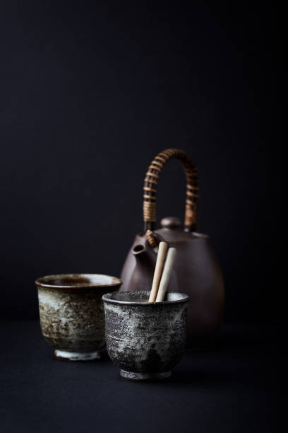istock Traditional, handcrafted ceramic on dark background. Soft focus. Copy space. 1304673278