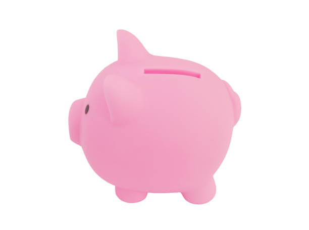 istock Piggy bank isolated on white 1304677316