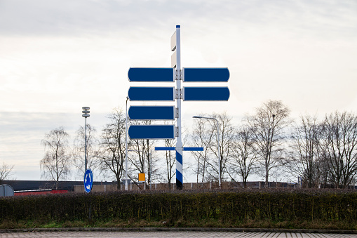 new Roundabout in northern Netherlands covered with grass and a give way sign