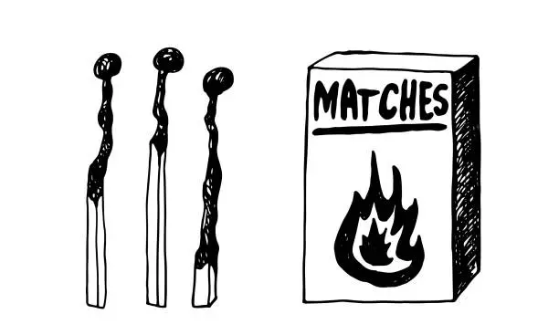 Vector illustration of Hand drawn doodle matches