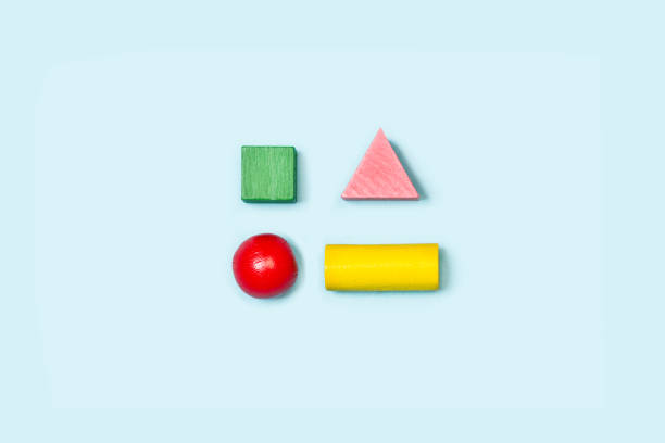 istock Geometric shape colored wooden cubes 1304683901