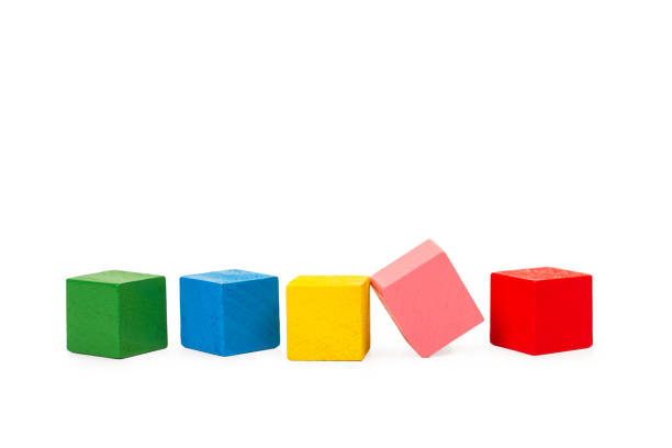 istock Colored wooden cubes on a white background 1304683944