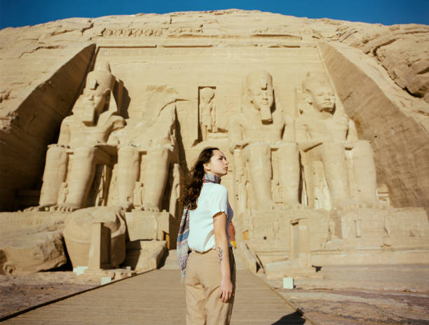 istock Woman looking at  Abu Simbel temples 1304684684