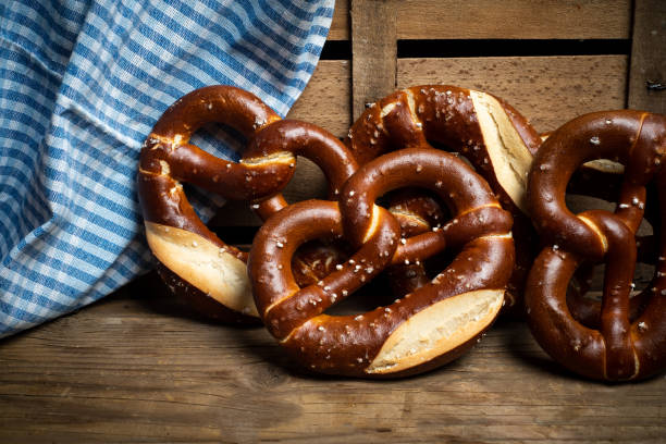 istock German bread pretzel on a wooden table top view 1304685200