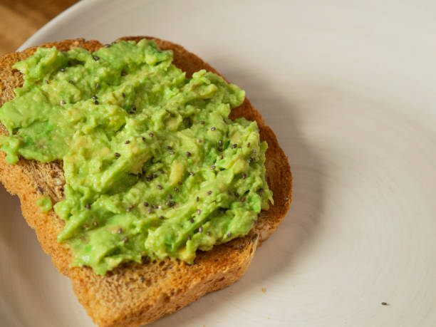 istock toast with avocado on a white plate. healthy breakfast. 1304686059