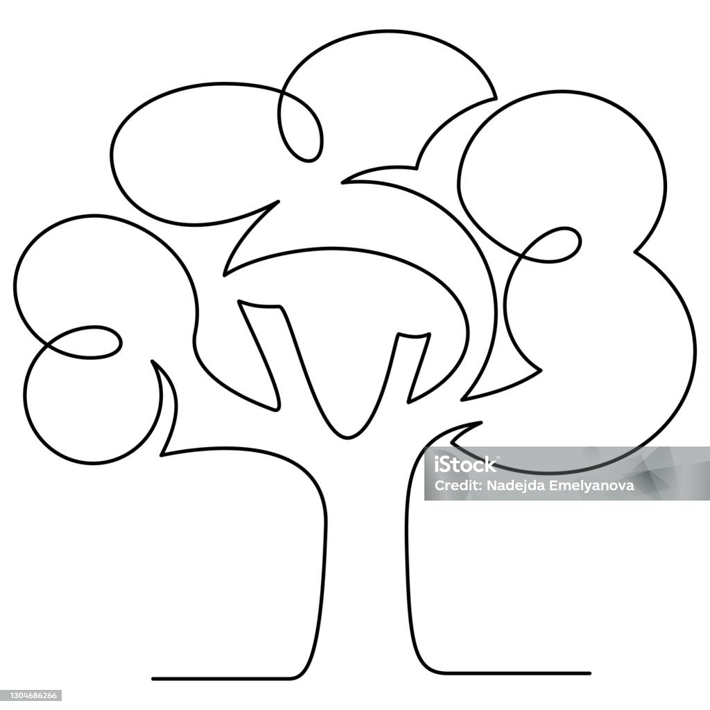 Continous Line Tree Tree Continuous Line Stock Illustration - Download Image Now - Forest ...