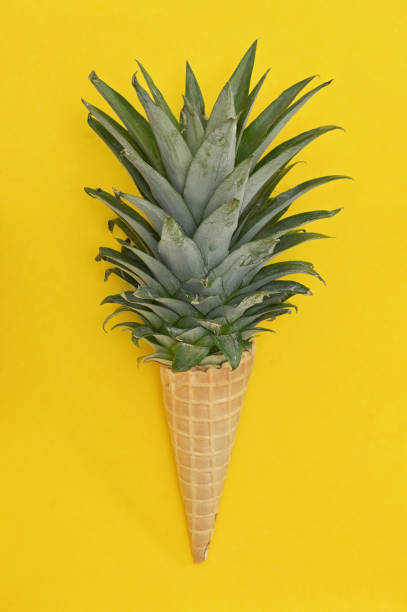 istock Conceptual Ice Cream waffle cone Of  Pineapple Leaves 1304688161