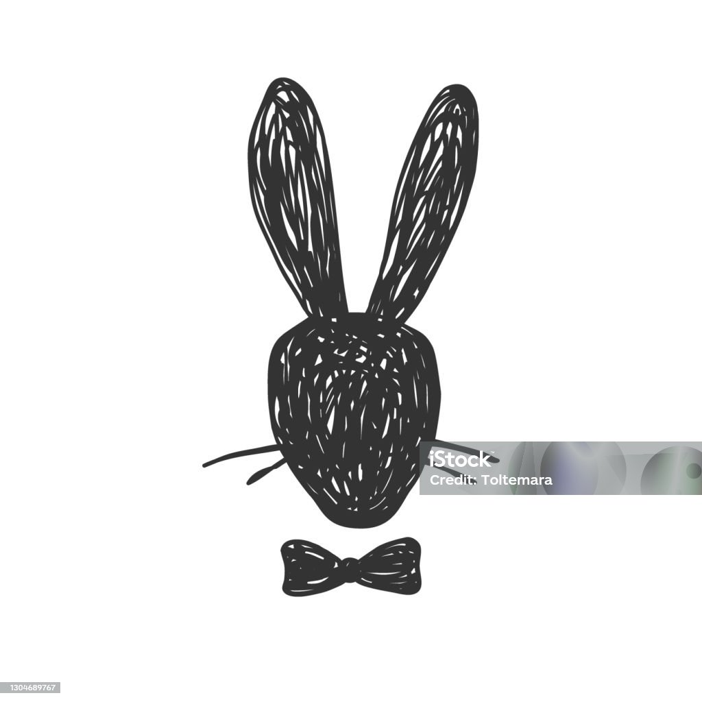 Chân Dung Hình Bóng Vẽ Tay Của Quý Ông Đầu Thỏ Với Một Chiếc Nơ ...