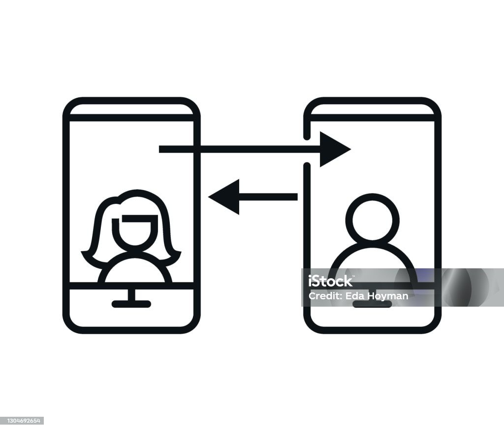 Video Conference Video Call Work From Home Vector Line Icon With