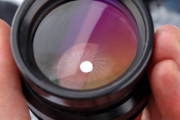 istock close-up view of black large format photographic lens with closed iris aperture unit with 20 blades 1304702087