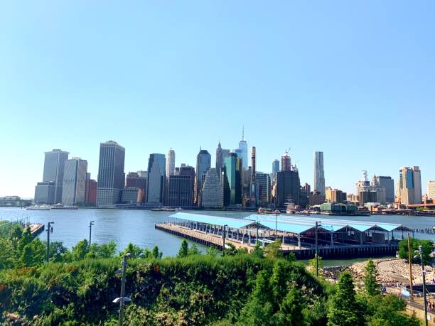 istock Manhattan skyline view in blue sky background. New York, USA 1304702321